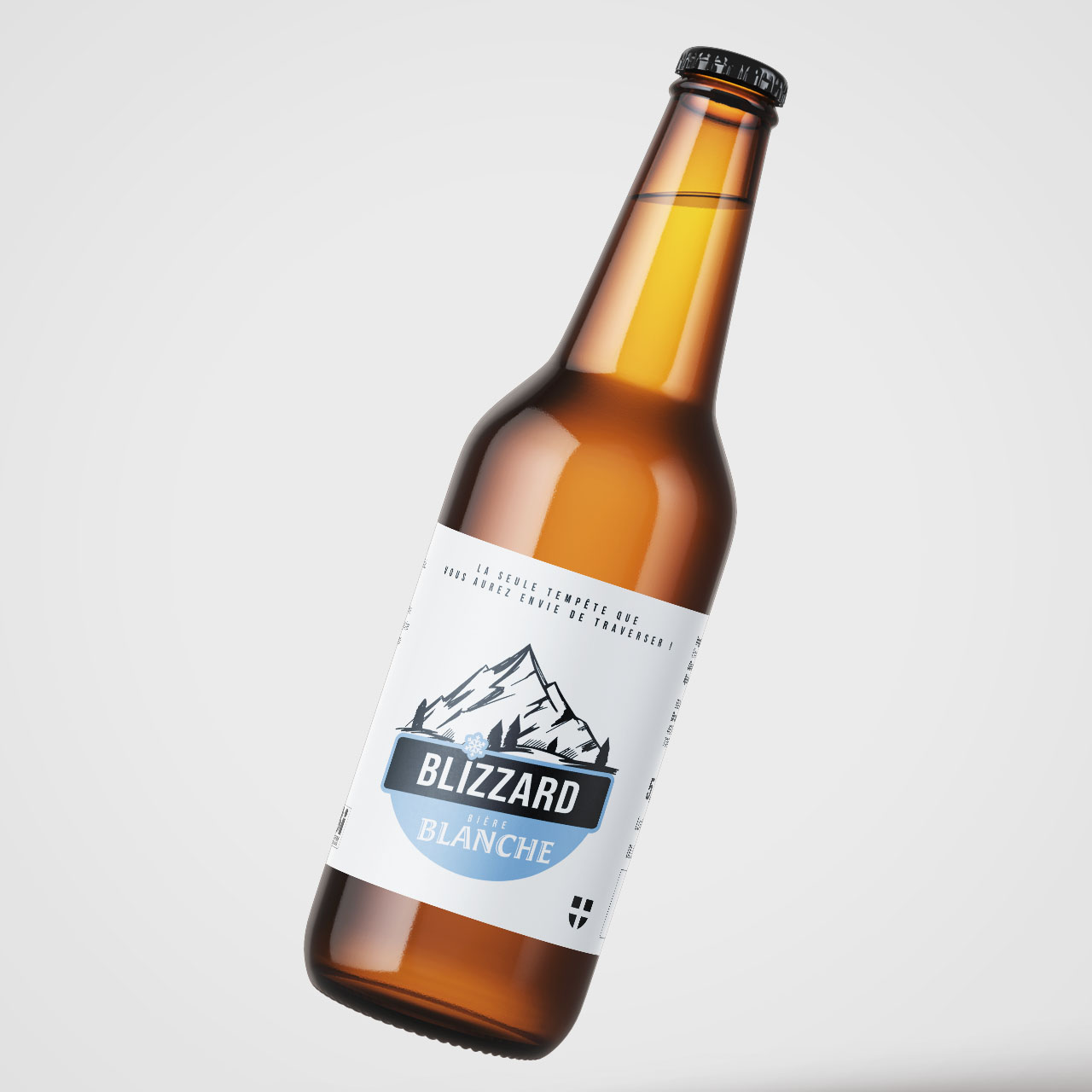 Blizzard bière blanche à retrouver chez la Brasserie des Neiges - Etiquette réalisé par l'agence Cola Com